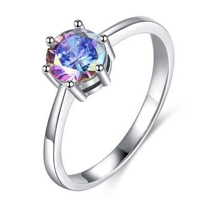 Colorful Round Zircon Ring European and N Classic Jewelry Ring Woman