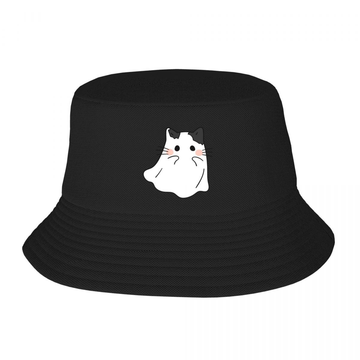 NEW Cute Ghost Cat Print Bucket Hat Western Hats Beach Hat Vintage Cute Womens Hats Unisexs
