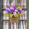 Elegant Basket with Beautiful Blooms Artificial Flowers Wreath Handmade Artfully Floral for Home and Office Enhancement