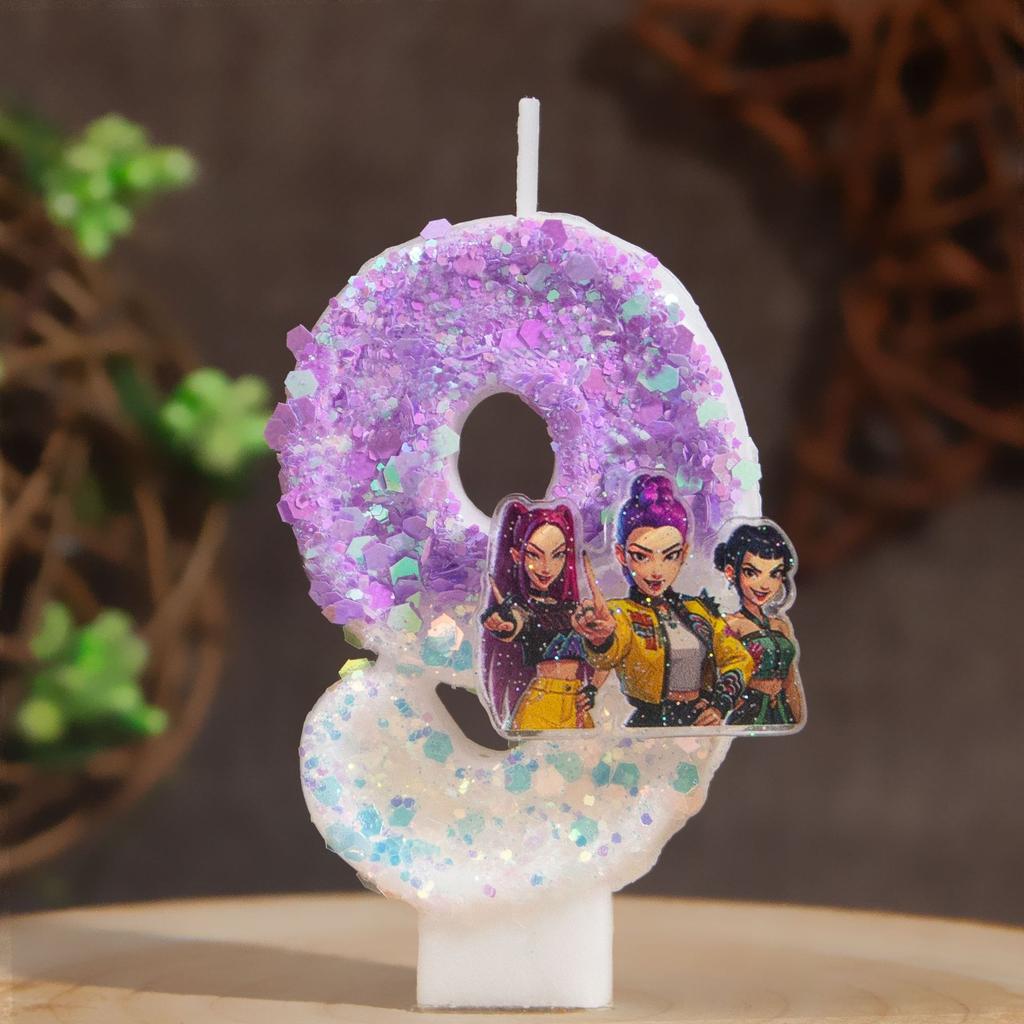 NEW Demon Hunters Digital Candle Cake Decoration KPop Numi Mira Zoe Digital Candle Cake Top Birthday party cake decoration