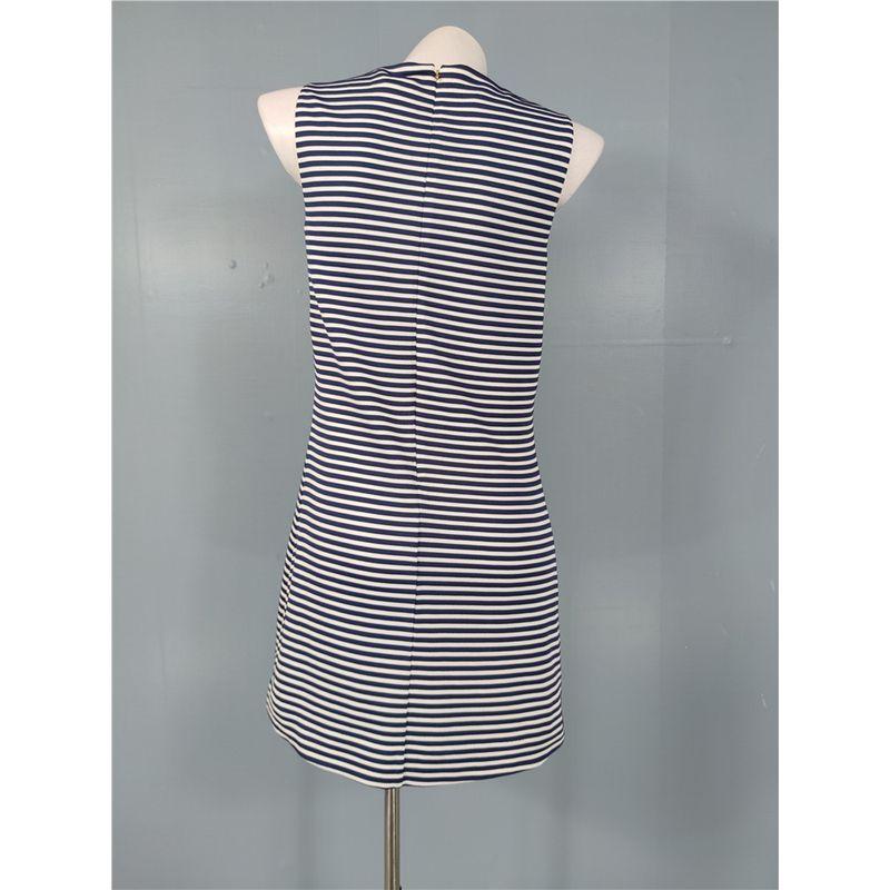 Foreign Trade Li's Stripe Slimming Shoulder Strap Square Collar Sexy Small Leak Chest Summer Fashion Sleeveless Casual All-matching Dress