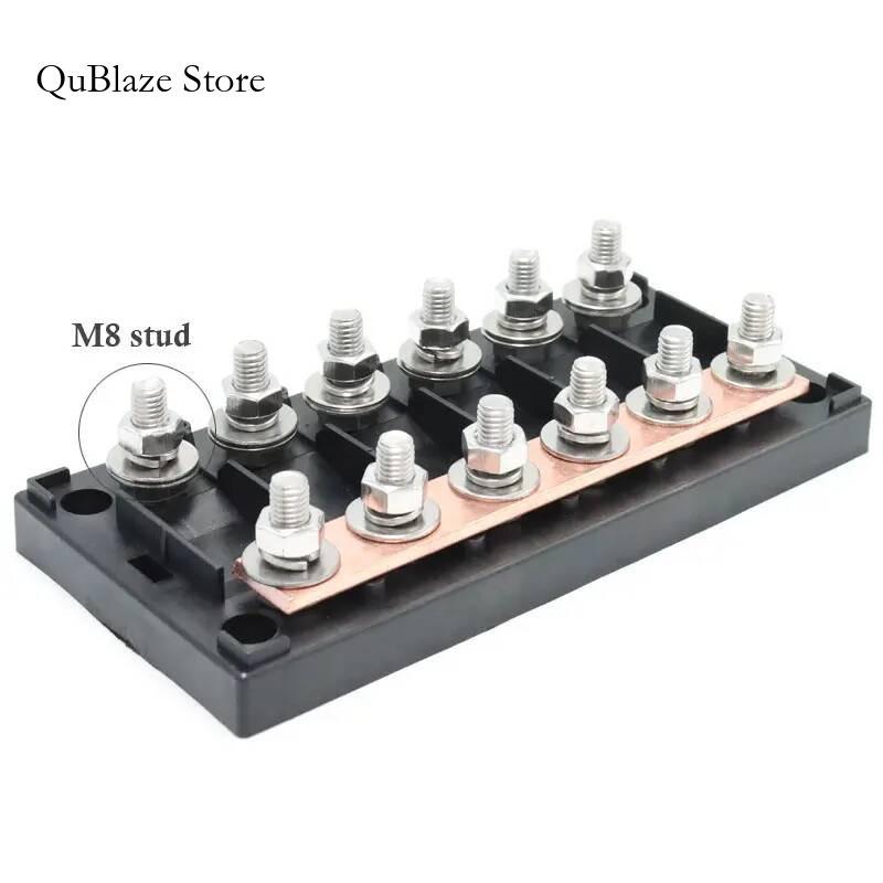 ANM MEGA 6Way MIDI Fuse Box 30A-500A Bolt-Down Power Distribution Block with Copper Busbar for RV Camper Boat Marine