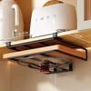 WV Kitchen Under Cupboard Hanging Organizer Rack with Hook Paper Towel Rags Hanger Cutting Board Pot Cover Holder Storage Shelf