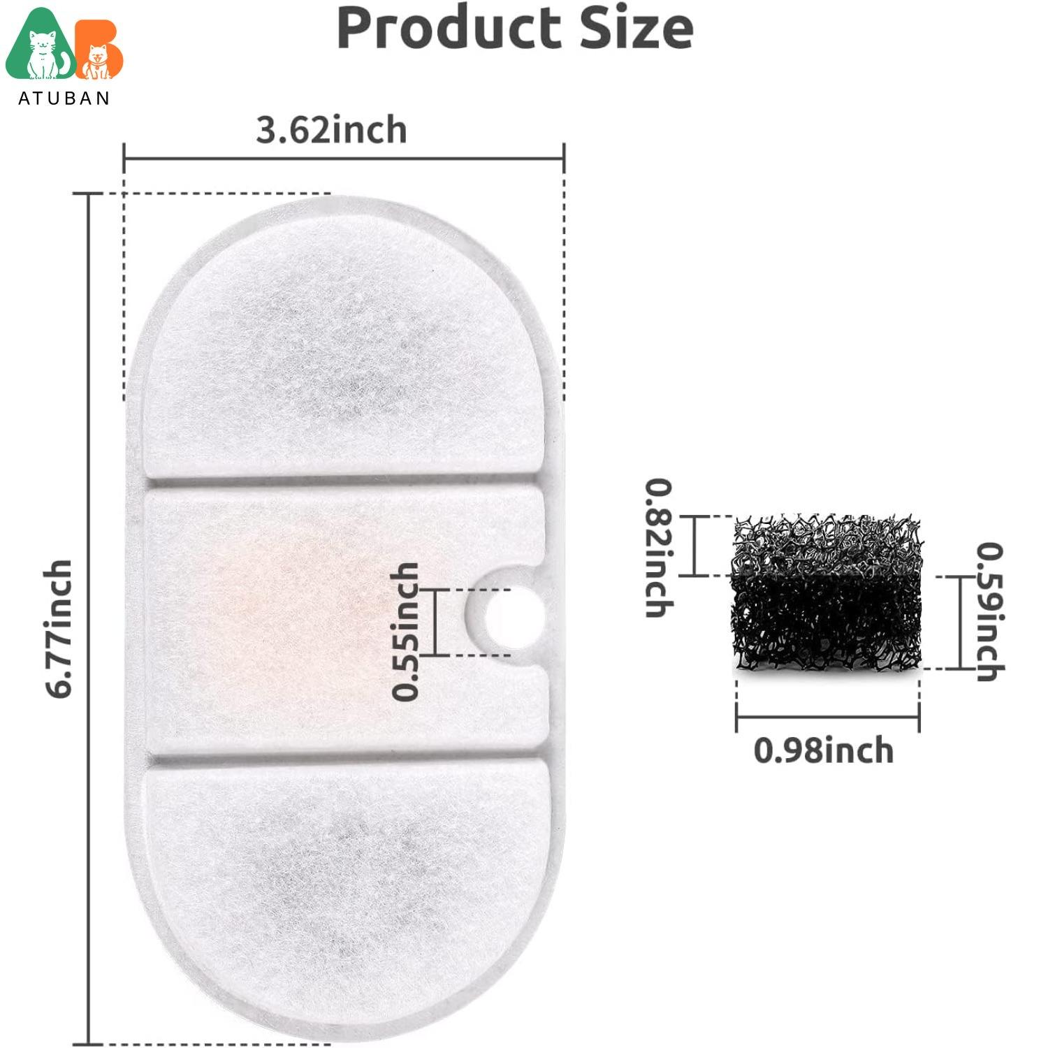 

Сменные фильтры для фонтанчика для кошек ATUBAN, совместимые с PETLIBRO Capsule Pet Fountain, 2,1 л / 71 унция, ультратихий диспенсер без BPA