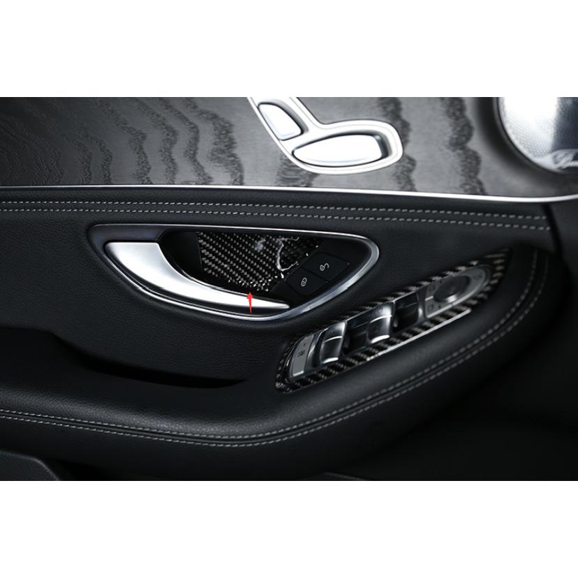 Real Carbon Fiber Interior Door Bowl Cover Trim 4PCS For Benz C-Class 2015-