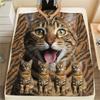 1 Stück Spielzeug Tigerkatzen-Print Flanelldecke, Hohe Qualität, Bequem für alle Jahreszeiten, Heimdekoration, Wärme und Komfort, Perfekt für Geschenke