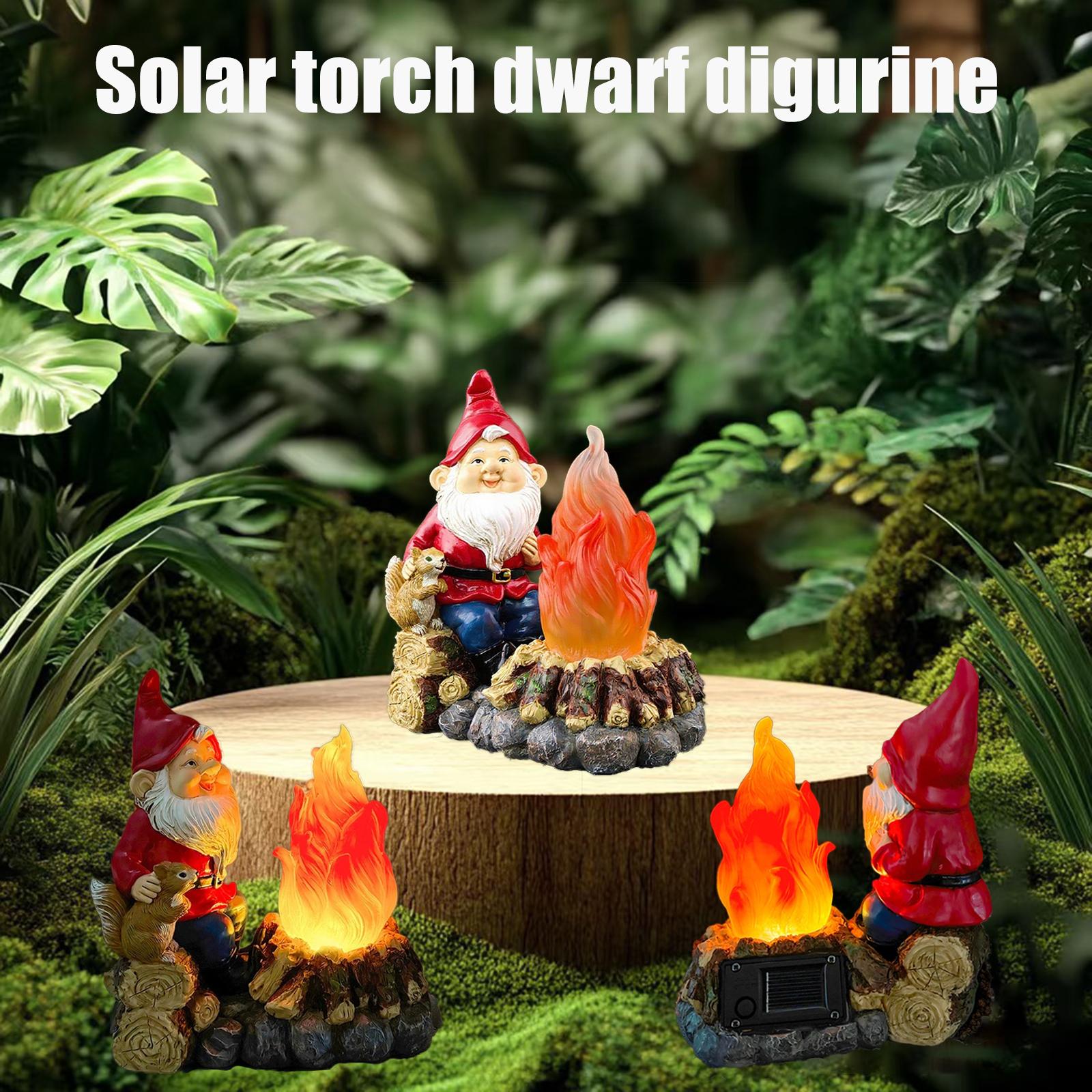 

Solar Torch Dwarf Ornament Courtyard Simulation Fire Pile With Light Ornament Outdoor Garden Decoration Ornament One Size