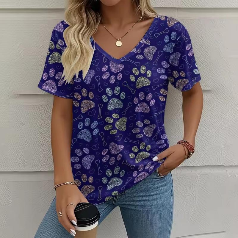 Summer Women's T-shirt Animal Claw Marks Graphic 3d Print Oversize Clothing Outdoor V-neck Short Sleeve Top Street Fashion T-Shirts