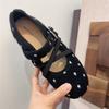 Autumn sweet wind non-slip bow ballet single shoes polka dot cross strap Mary Jane shoes