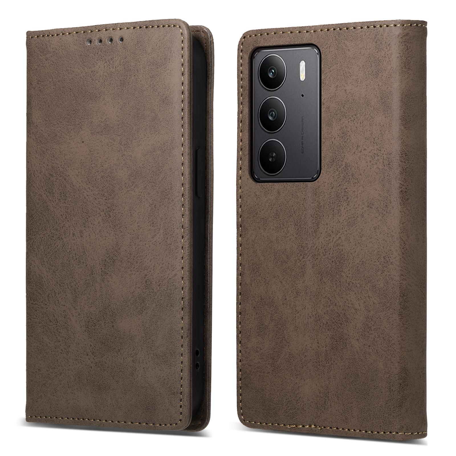 

For Realme C75 4G/V60 Pro 5G Wallet Case RFID Blocking PU Leather Phone Cover Brown