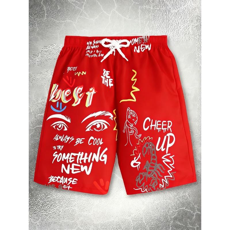 Men s letter print beach shorts M