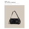 IELGY premium black locomotive bag, sweet and cool Spice Girl baguette bag, niche one-shoulder crossbody armpit bag