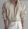 Hoge Kwaliteit Heren Business Casual Overhemden High-End Textuur Effen Kleur Overhemden Ademend Losse Overhemden met Lange Mouwen voor de Lente