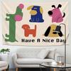 Handdrawn Camping  Picnic Hanging Cloth LargeSize Tapestry for Bars Coffee Shops  Homestays Cartoon Decorative Backdrop