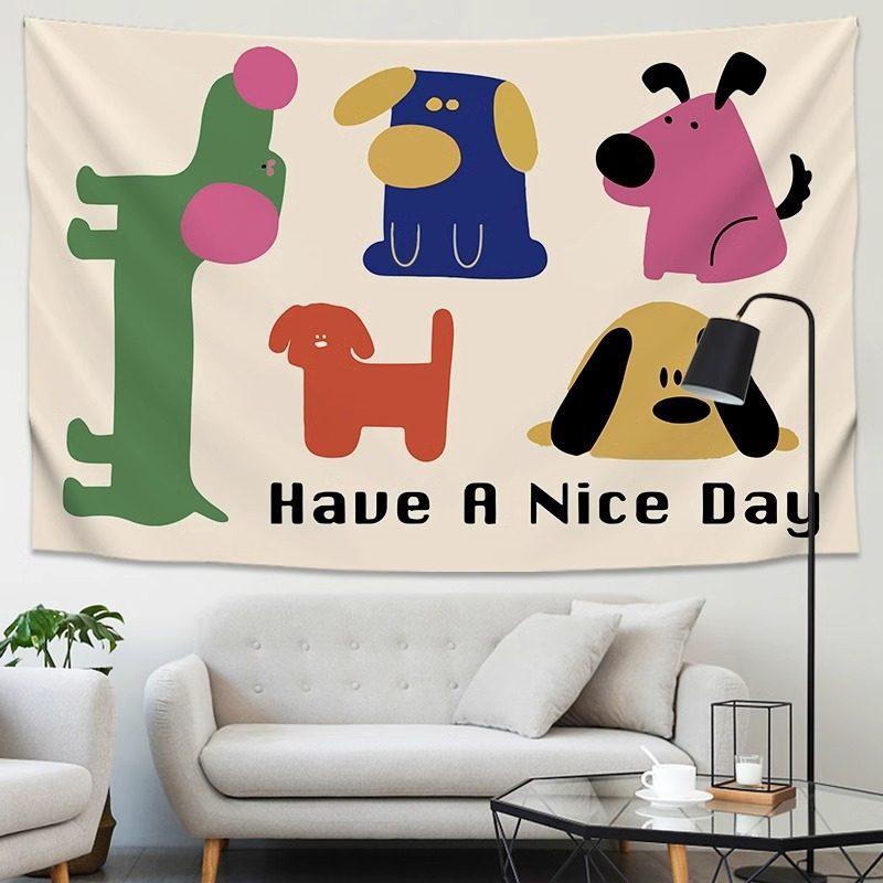 

Handdrawn Camping Picnic Hanging Cloth LargeSize Tapestry for Bars Coffee Shops Homestays Cartoon Decorative Backdrop 74x94cm(29x37in)