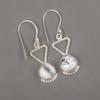 Natural Dendritic Gemstone 925 Sterling Silver Handmade White Stone Earrings 1.62" For Women EE-93-19