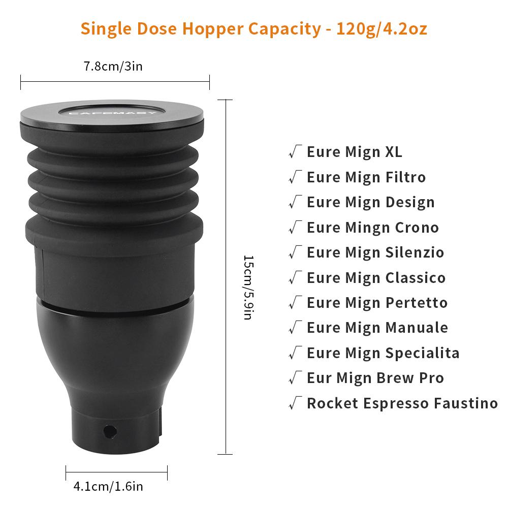 

Кавомолка для кавових зерен Однодозовий бункер/Повітродувка Кавомолка Контейнер для зерен Інструменти для видування та очищення Для Eureka Mignon та Helios