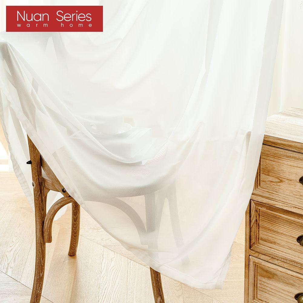 1 szt. Seria Nuan biała zasłona tiulowa styl skandynawski przezroczysta zasłona do sypialni poliestrowa tiulowa dekoracyjna zasłona okienna