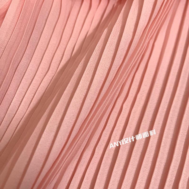 Pleated Fabric Chiffon Slightly Transparent By The Meter for Clothing Dress Curtain Diy Sewing Designer Cloth Breathable Pink
