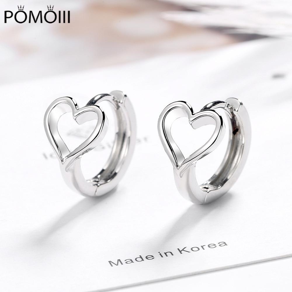 925 Sterling Silver Hollow Heart Charm Stud Earring for Women Girl Wedding Party Jewelry Pendientes Eh143