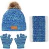 3PCS/set Kids Hat Scarf Gloves Set Baby Winter Warm Girls Boys Pompom Beanie Cap