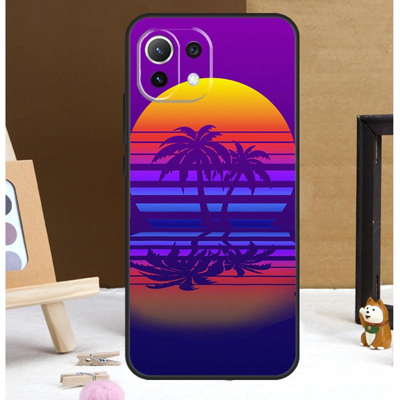 80s Retrowave Neon Palms Tree Case For Xiaomi 13T 14 Pro 11T 12T 12 13 Lite POCO X6 X3 X4 X5 F5 Pro F3 M5s M6 Pro Cover