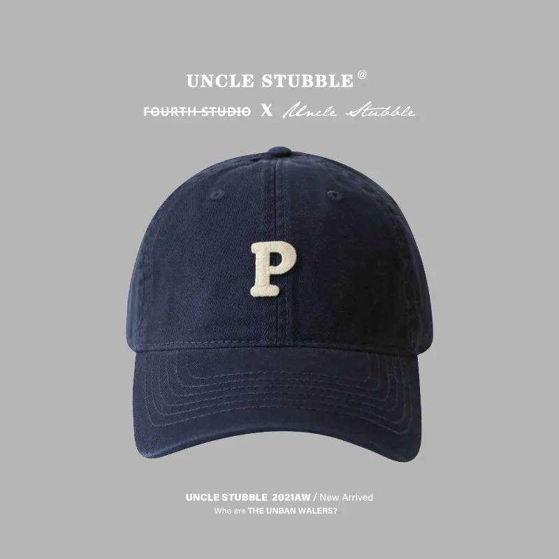 Letter P Embroidered hats Baseball Caps for Men and Woman's Adjustable Casual Cotton Sun Hats  Solid Color Visor Hats