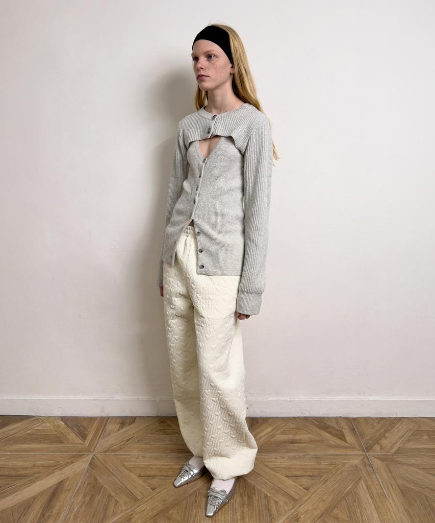 Daiaegeuneol Heart Stitched Padding Pants (Cream)