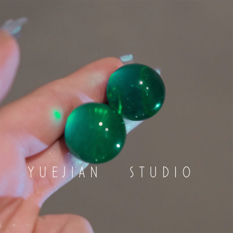 

Ice Sparkling Wine ~ Dopamine Color Summer Clear Blue Ball Female Stud Earrings Sweet Earrings Mosquito Coil Ear Clip Pair of Green Ear Needles