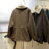 Coats for Women Winter Cotton Jacket Thickened Velvet Fur Collar Waist-cinching Loose Casual Coat Top