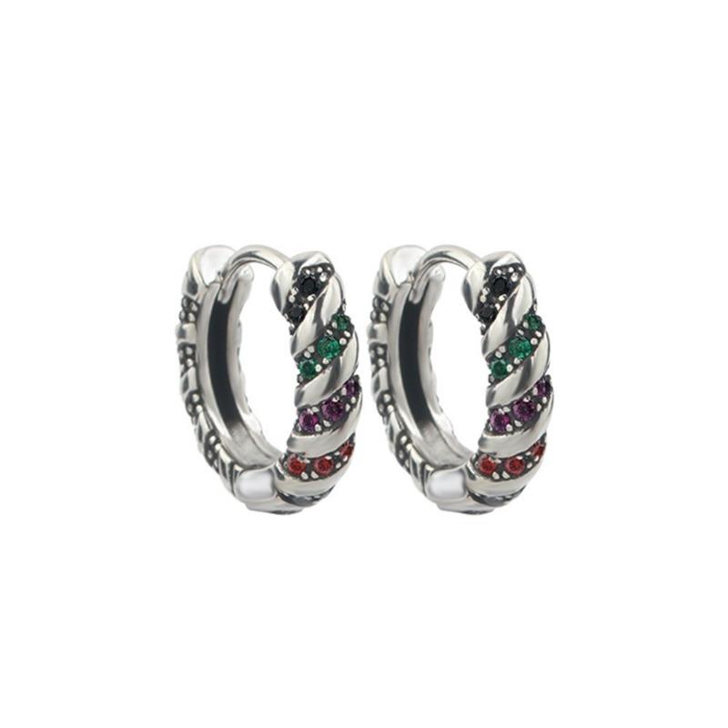 Vintage Colored Diamond Twist Earrings For Men And Women Luxury Zircon Ear Buckles