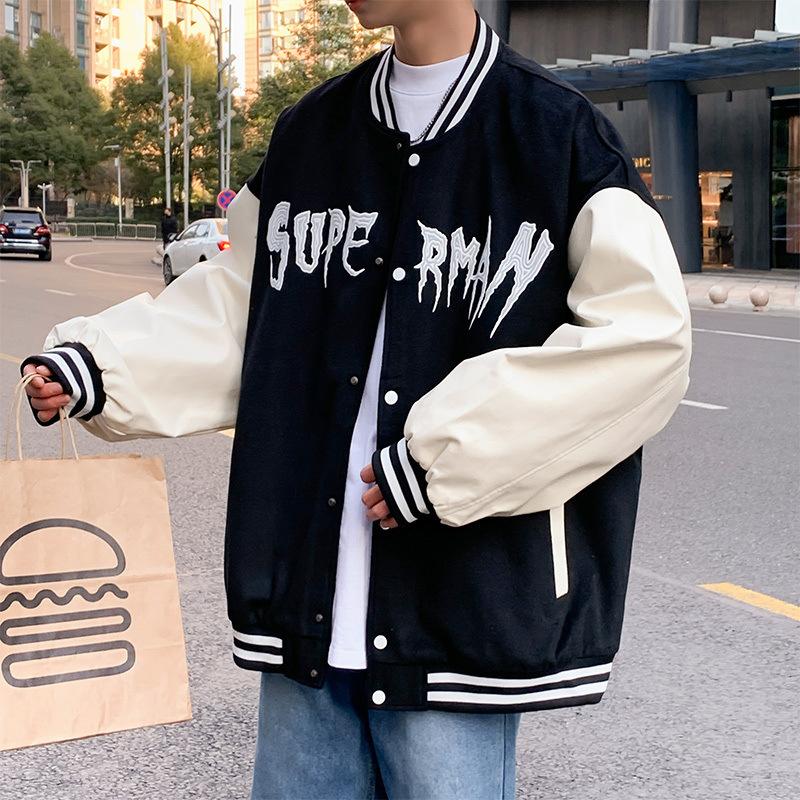 Baseball Jacket Autumn American High Street Ruffian Handsome Teen Men's Loose Casual Jacket Men