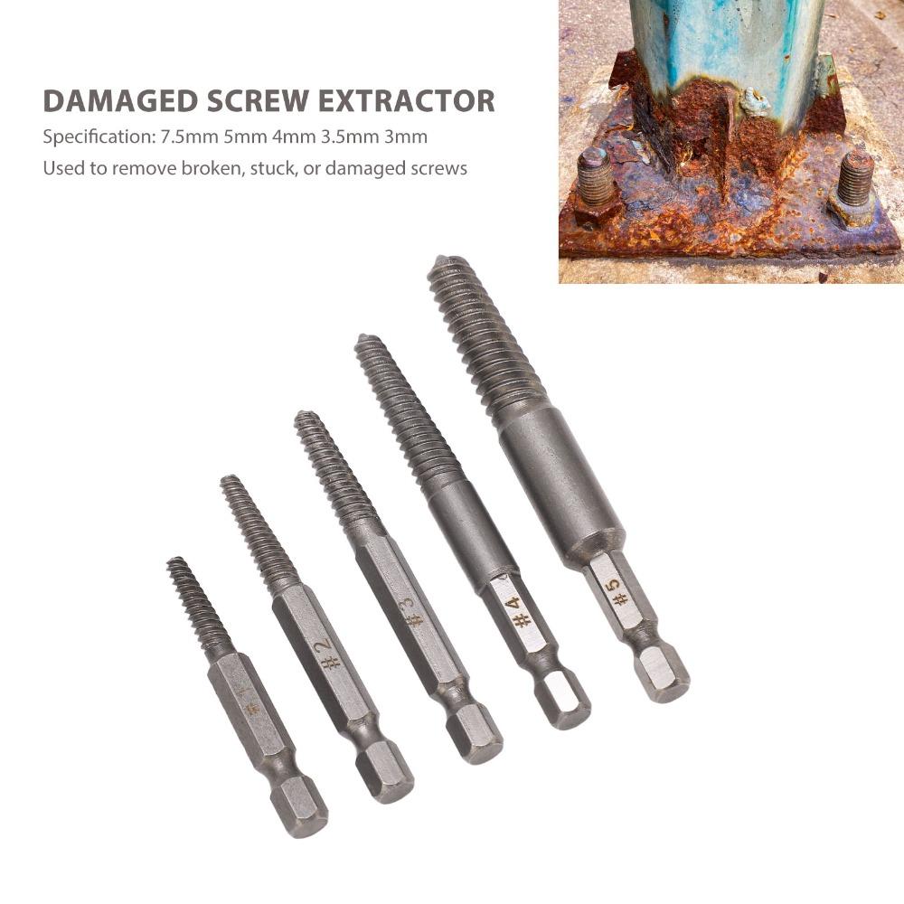 5PCS Chrome-Moly Alloy Steel Damaged Screw Extractors Bolt Extractor Tool  For Stripped Screws