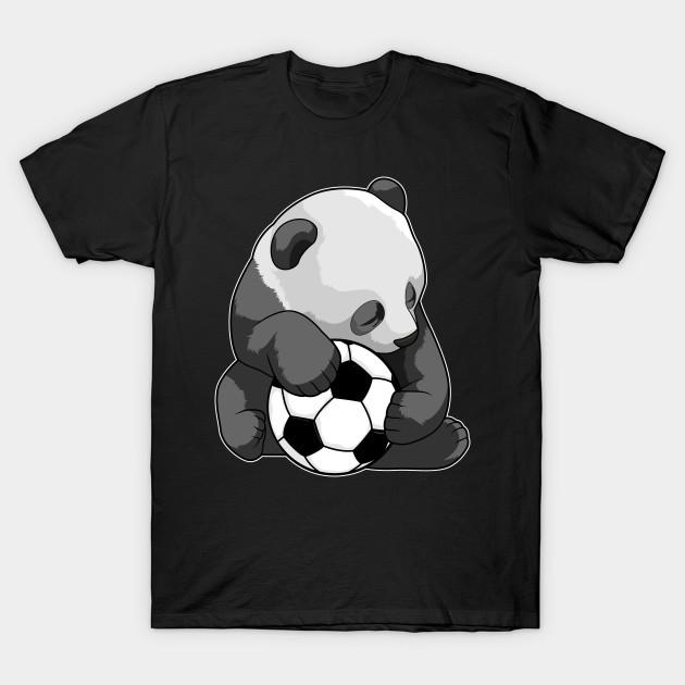 Men Black Print T-shirt Panda Soccer Player Soccer Ball No-Cut Transfer Paper Print Cotton Tshirt XL