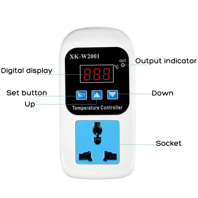 Digital Thermostat Regulator Socket Temperature Controller 1/2/5m Micro Computer Socket Outlet -50 ~ 110C + NTC Sensor 110-220V