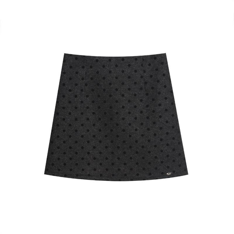 Chen Dayu Women s Grey Polka Dot Woolen A-line High Waist Short Skirt - Autumn/Winter Small серый/чёрный