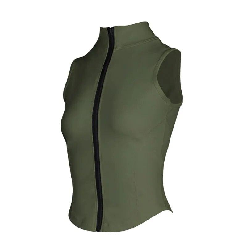 Frauen Sport Tops Zipper Ärmelloses Yoga Shirt Mädchen Quick Dry Lauf Weste Elastische Abnehmen Sportwear Gym Workout Tank Top Frau