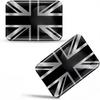 2 X 3D kupolové samolepky Decals UK Spojené království Vlajka Union Jack Velká Británie Auto Motocykl Helma Černý Stříbrný Znak na auto