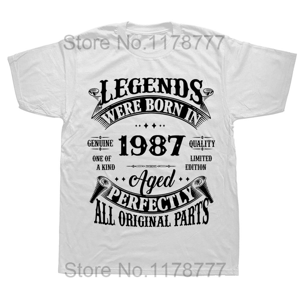 Lustige Legende Geboren 1987 37. Geburtstagsgeschenke 37 Jahre alt T-Shirt Tops Rundhals Kurzarm Mode T-Shirt Lässig Basic T-Shirts