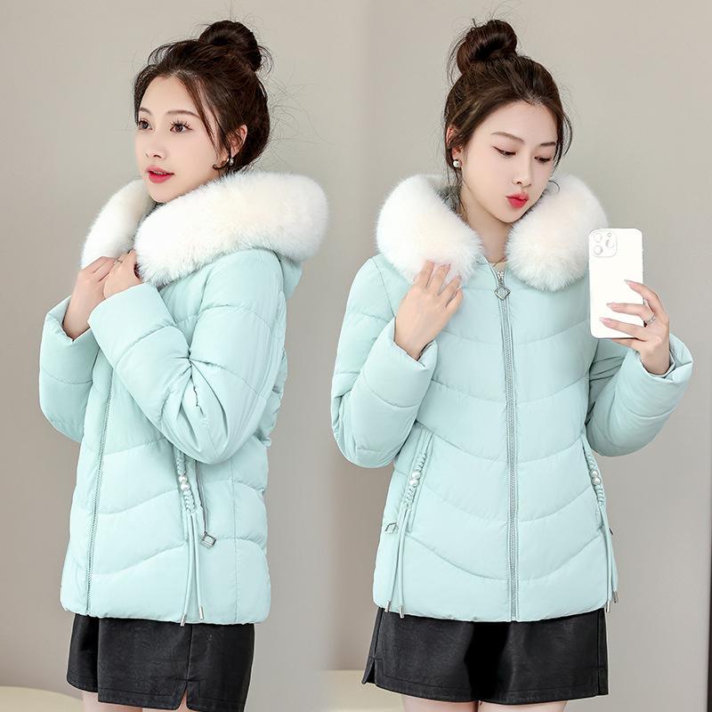 Down cotton-padded clothes women's new large-size slim-fitting hooded cotton clothes casual short thickened cotton clothes jacket