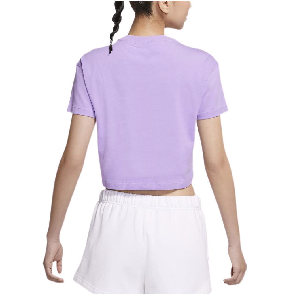 Nike Casual Solid Color Logo Short Sleeve Round Neck T-Shirt Women Tops Purple DA0324-563
