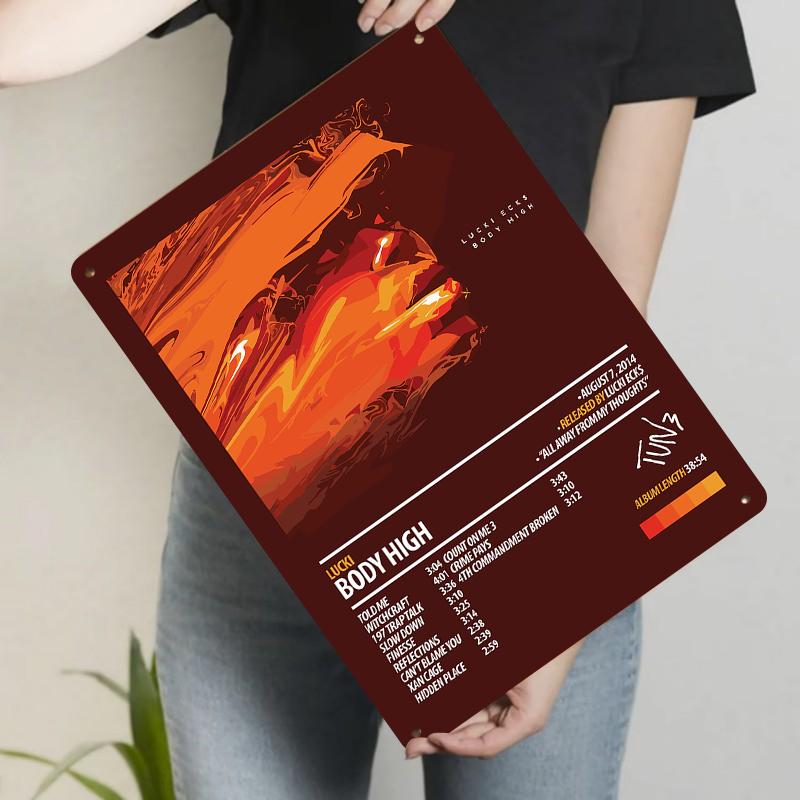 

Lucki Body High Album Cover Metal Wall Art Music Decor for Living Room Bedroom Home Decoration 20x30cm（7.8x11.8inch）