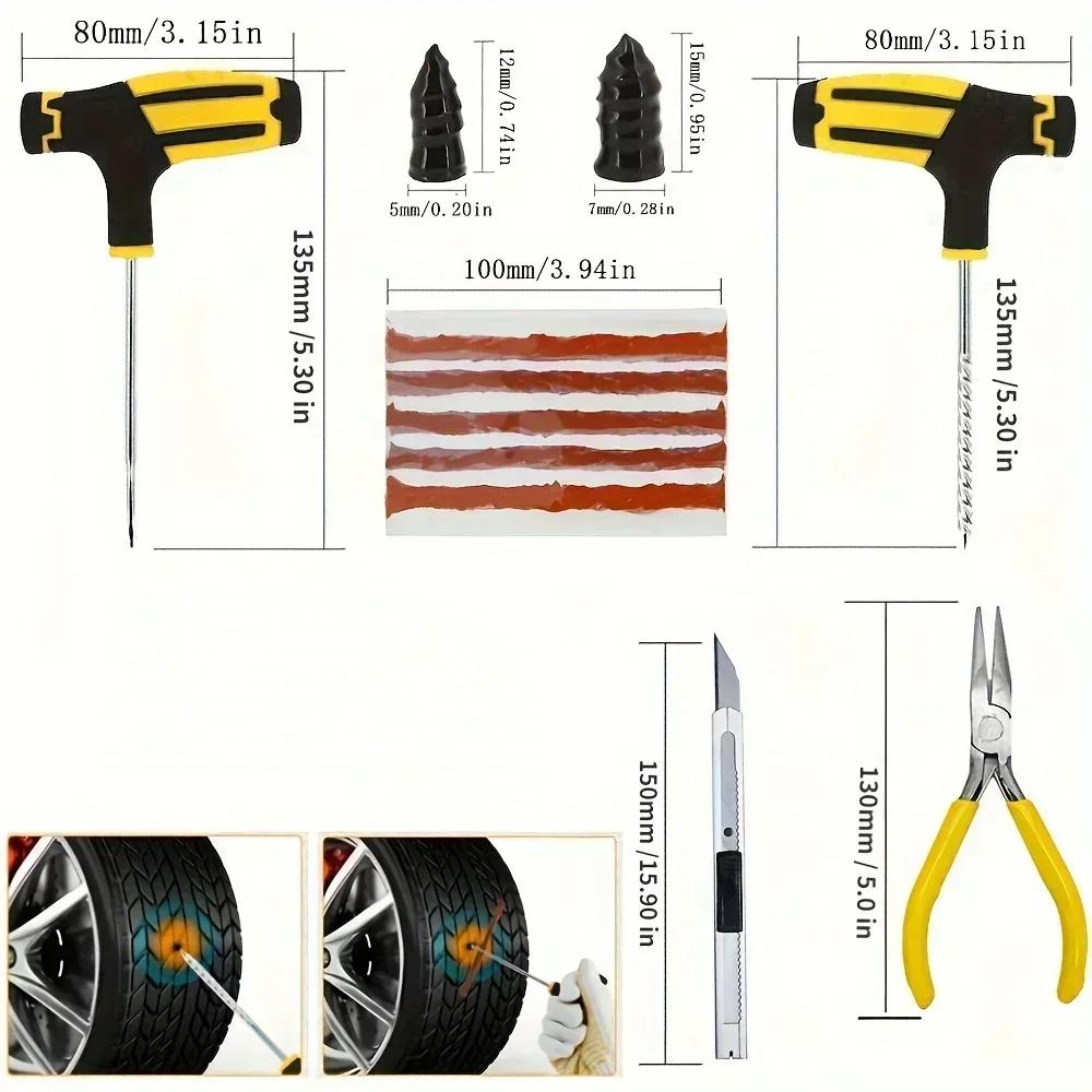 Car Motorcycle Tire Repair Kit Puncture Plug Tools Tyre Puncture Emergency for Tire Strips Stirring Glue Repair Tool Kit