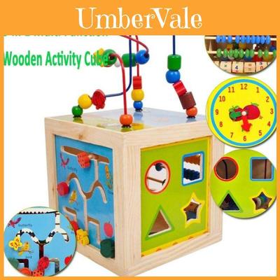 Colorful And Engaging 5 In 1 Wooden Multi-activity Cube For Early Learning Fun