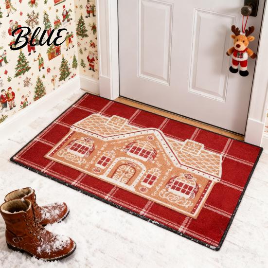 Holiday Theme Rug Kitchen Slip Door Mat Christmas Welcome Gingerbread House Non Seasonal Entrance
