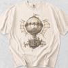 Victorian Steampunk Hot Air Balloon Graphic Tee, Comfort Colors Cotton