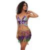 Bohemian Sequin Hip Scarf: Four-layer Tassel Waist Chain Belly Dance Costume for Women. Perfect for Halloween Performances.
