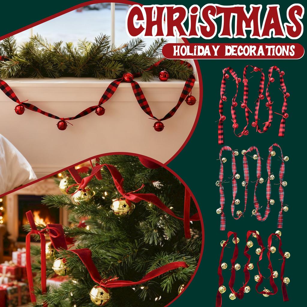 Christmas Decorations: Christmas Velvet Ribbon Bell Strings Can Ring Christmas Tree Decorations
