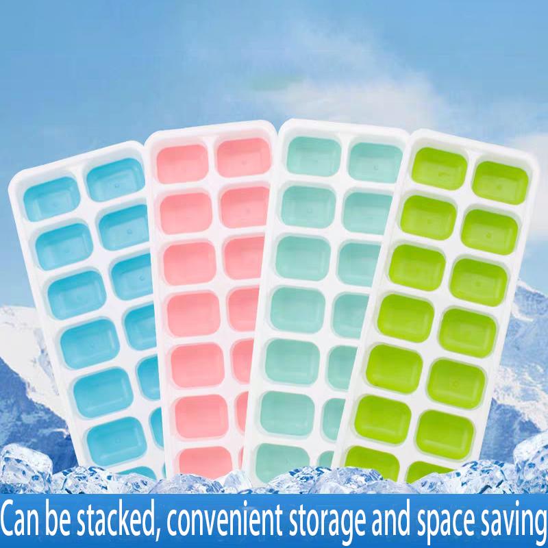 Silicone 14 Boxes To Do Ice Mold, Summer Home Ice Tray Durable Non-toxic, with Covered Ice Manufacturing Kitchen Accessories