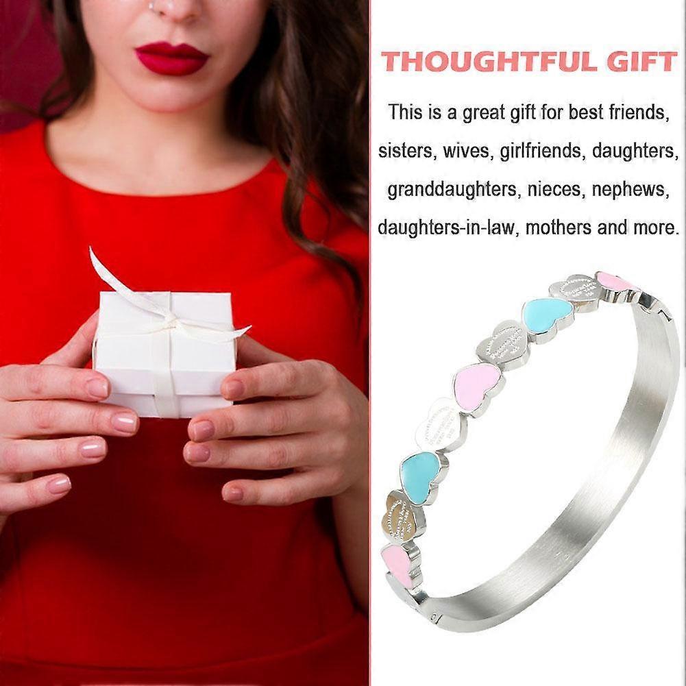 Bracciale Carino a Forma di Cuore d'Amore in Acciaio di Titanio Braccialetti Fortunati da Polso Donna Ragazze